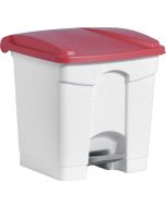 Photo Poubelle à pédale avec couvercle - 30 litres - Blanc/Rouge : HELIT H2402025