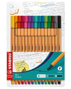 Stylos-feutres - Fineliner point 88 STABILO Lot de 15